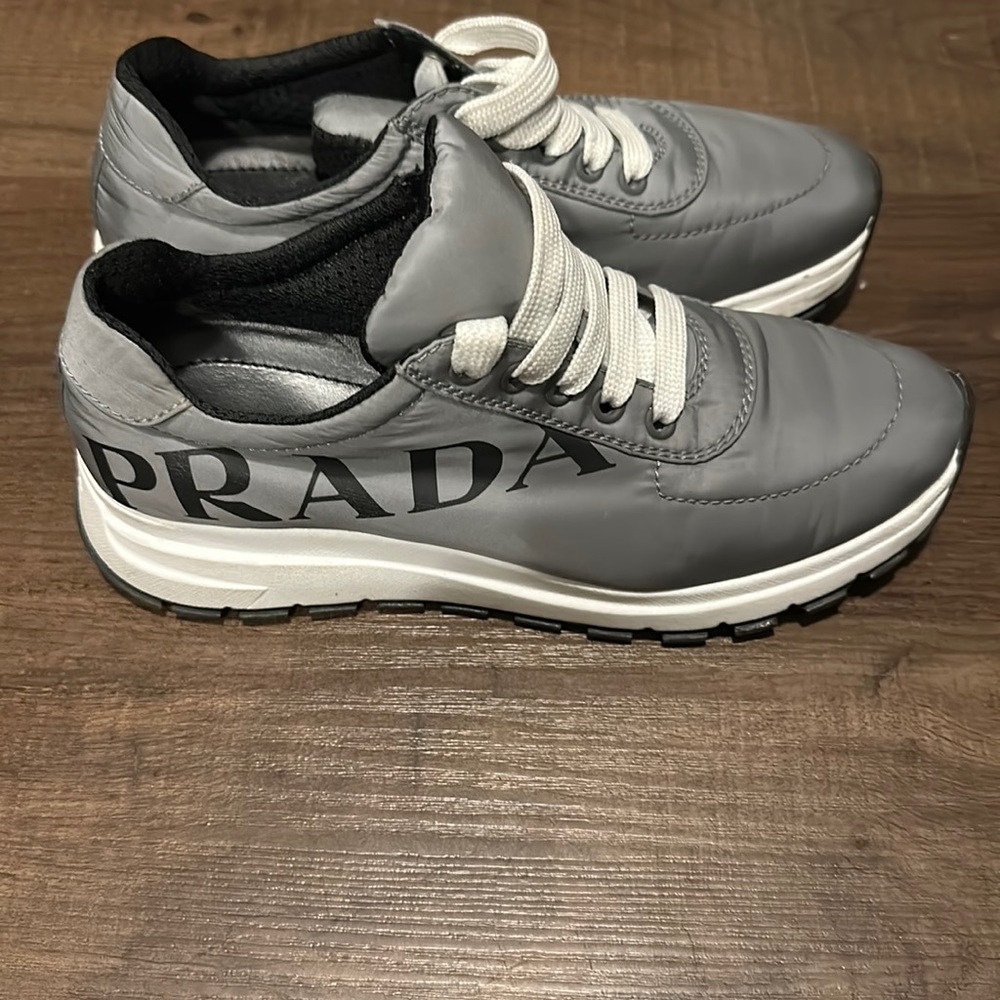 Prada gray nylon sneakers